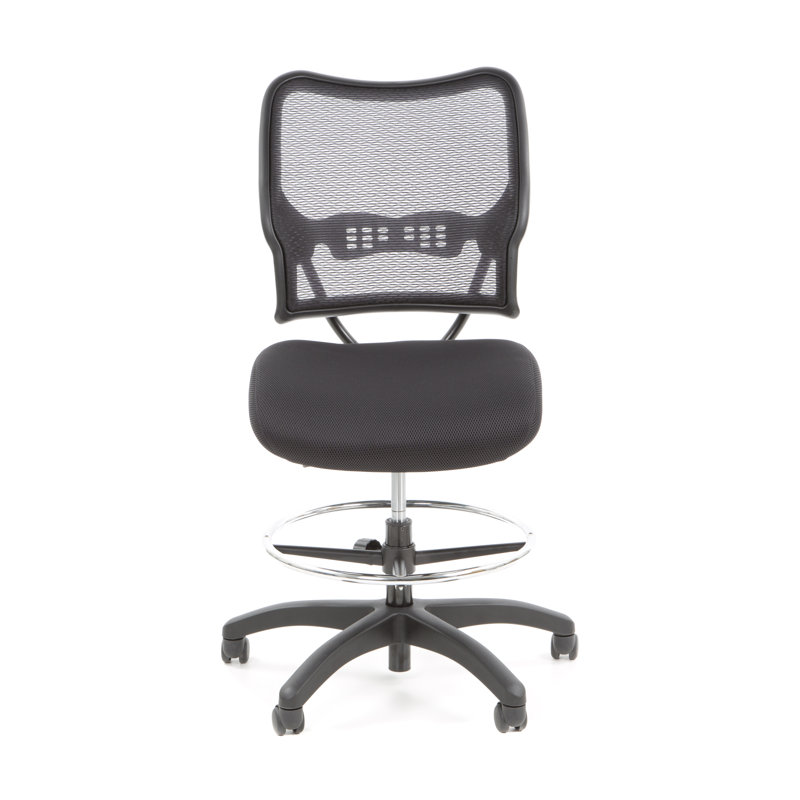 Ergonomic Black Mesh Swivel Drafting Chair with Metal Base