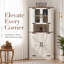 Armoire de coin haute de 66,92 po avec tablettes réglables pour un excellent rangement, armoire de rangement hexagonale pour salle de bain, salon et cuisine, blanc-1071805855