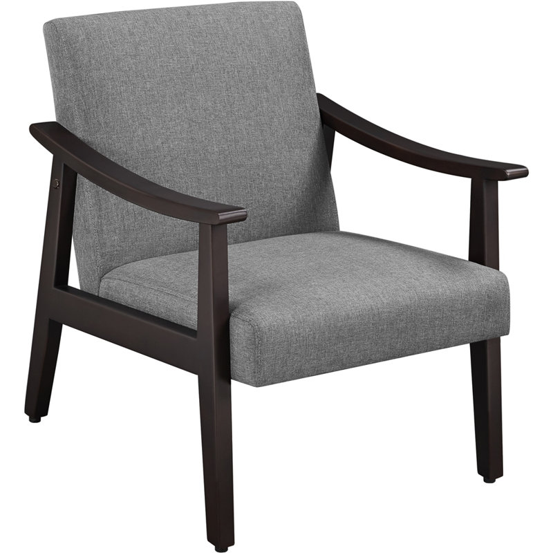 Fauteuil de style Mid-Century moderne avec pieds en bois massif Asmat, Dark Grey