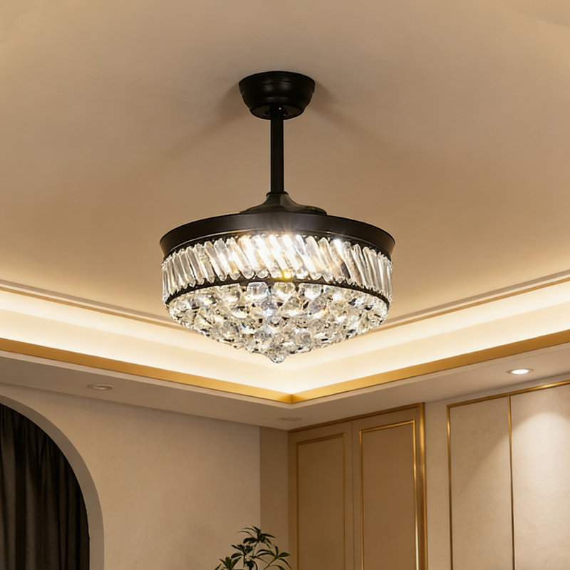 Ventilateur de plafond 48 "à intensité variable avec lumières DEL et télécommande, Noir