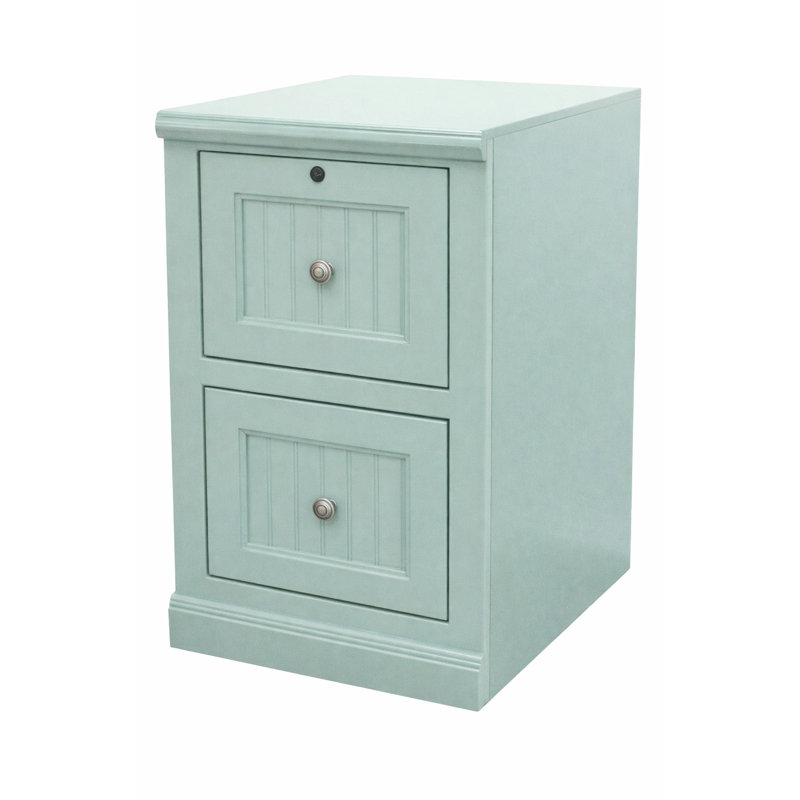 18.25'' Wide 2 -Drawer Solid Wood File Cabinet, Light Blue
