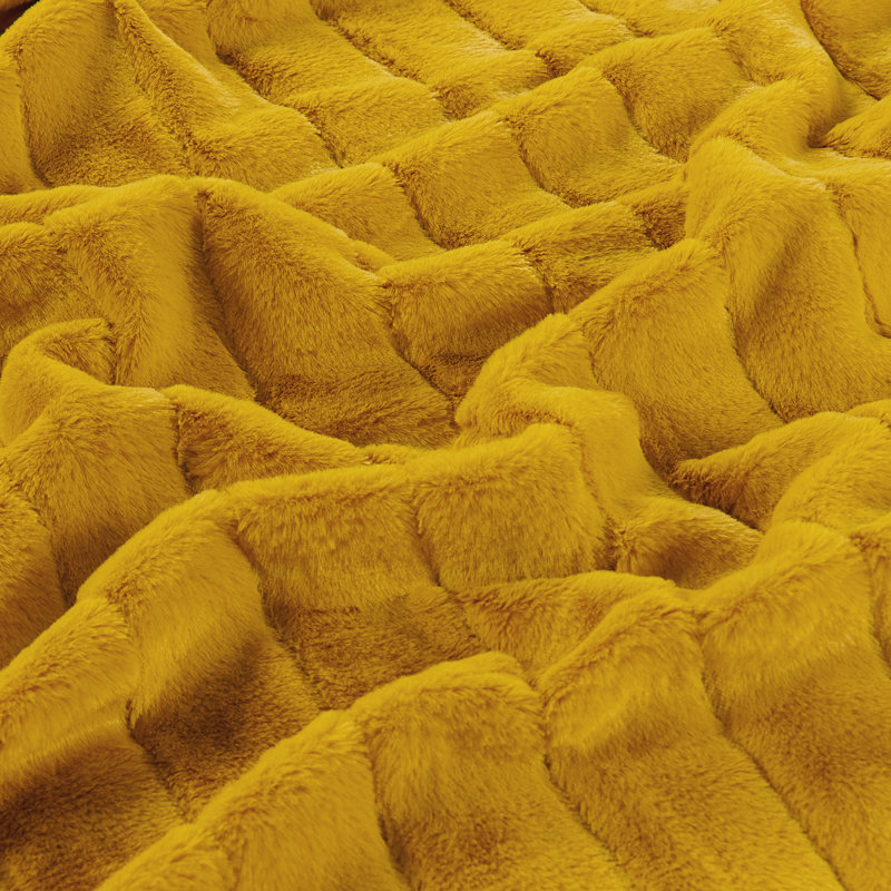 Jeté en fausse fourrure Luxury, Cari citron, 60 po x 80 po