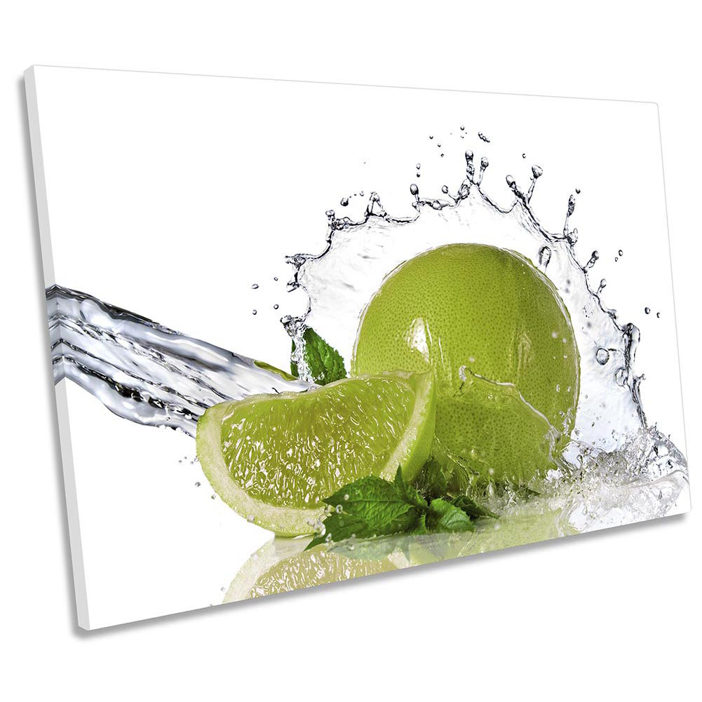 Lime Citrus Fruit Splash Kitchen - Wrapped Canvas Print