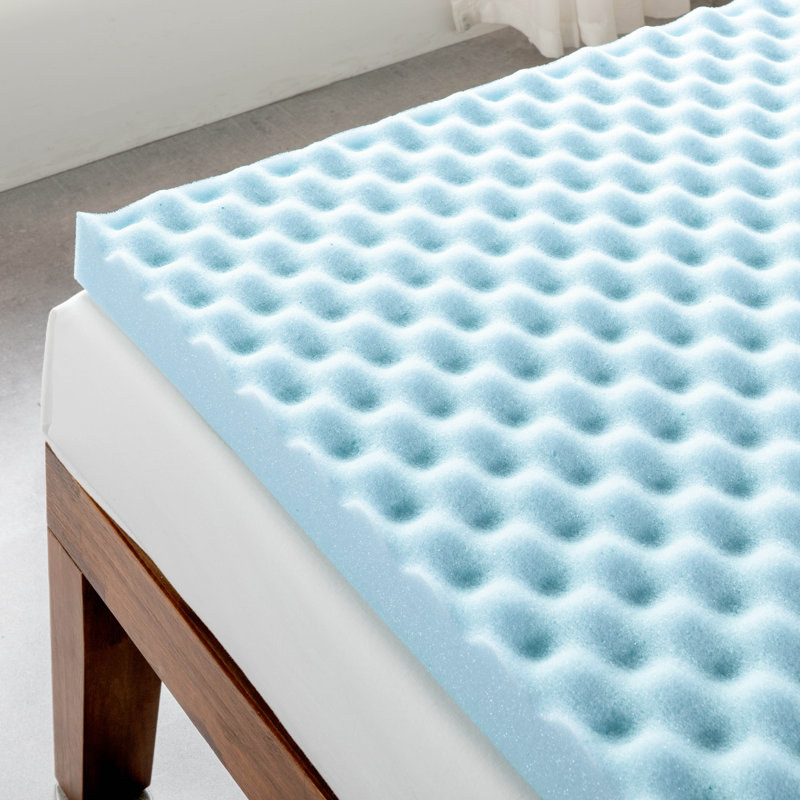 Nieves Egg Crate Memory Foam Mattress Topper, Blue Gel, Twin, 3"