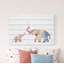 'Elephant Playtime' Print On White Wood-1908177069