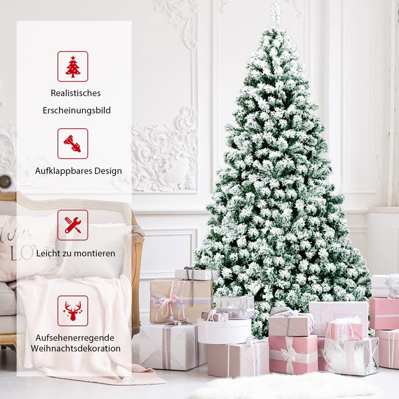 Lighted Artificial Christmas Tree, 225cm H x 137cm W x 137cm D