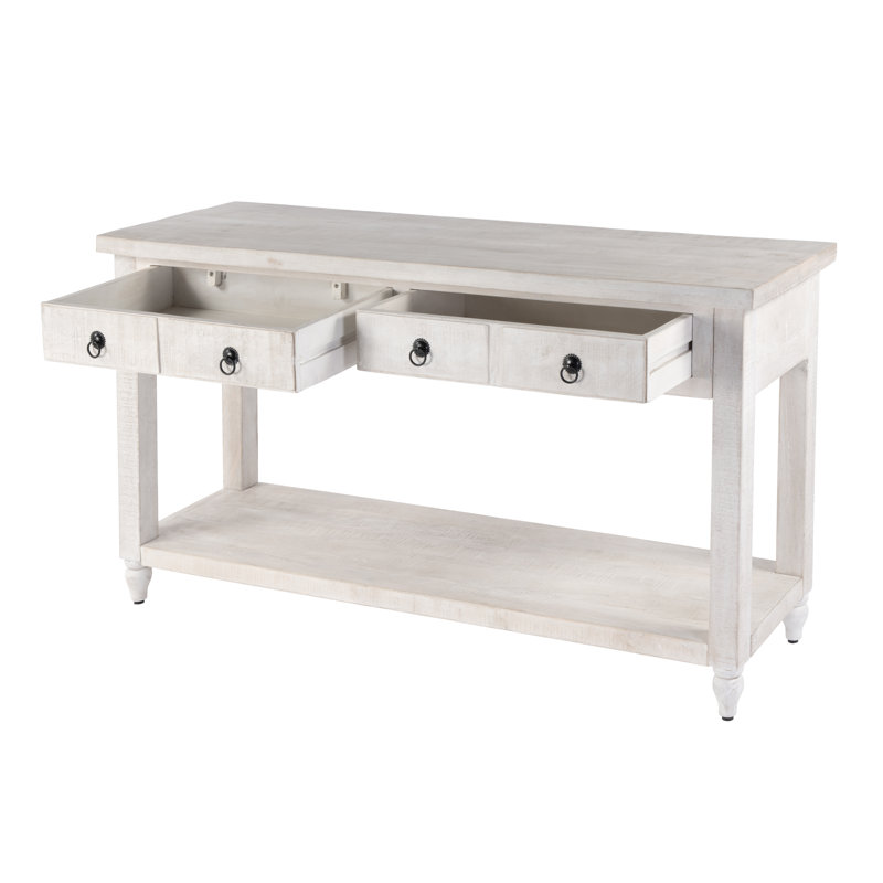 Arnissa 54 in. W Rectangular Solid Wood 2 Drawer Console Table with Open Lower Shelf