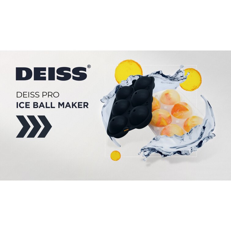 Deiss Pro Whiskey Ice Ball Maker Mold & Plastic Funnel - 6 Large