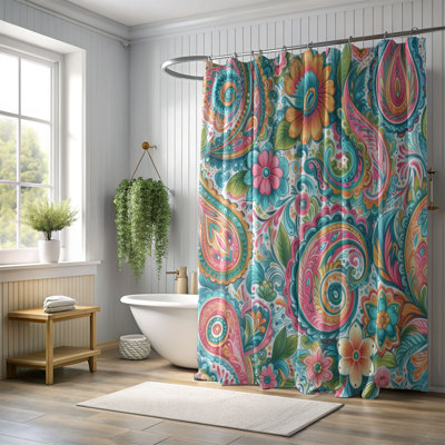 Preppy Paisley Pop - 1 Piece Standard Shower Curtain