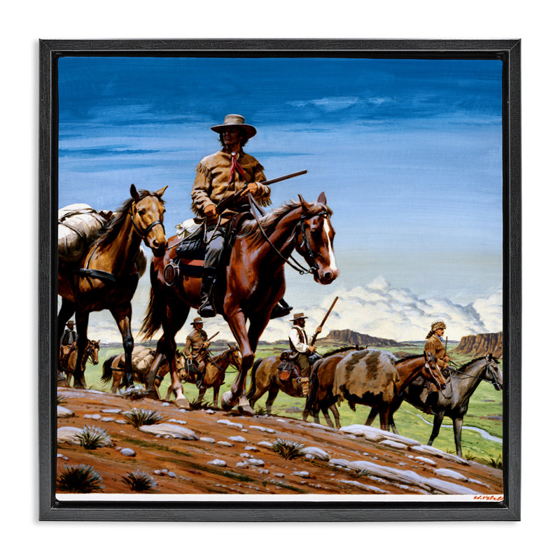 Cadre flottant Santa Cow Trail Cowboys, conception par Wind River Studios, Cadre flottant noir de jais, H 18 po x l 18 po