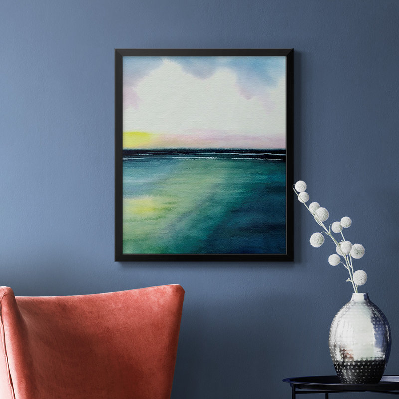 Toile encadrée Sherbet Sunset Diptych II de qualité supérieure - prête à être accrochée, Noir, H 24 po x l 20 po