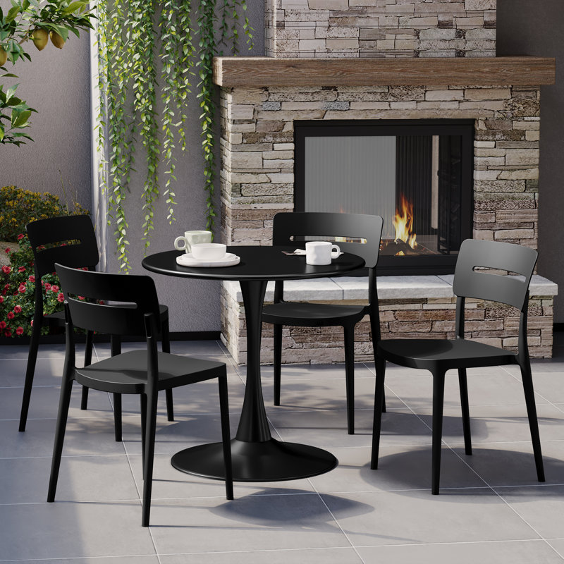 Ensemble repas extérieur pour 4 personnes, Noir