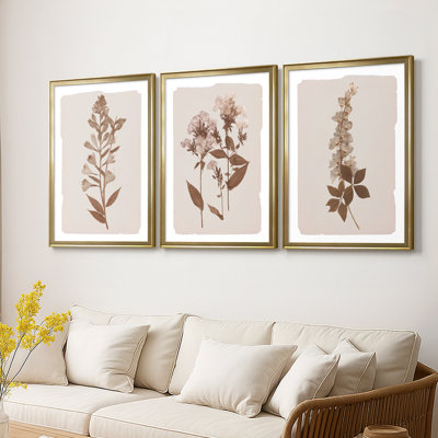 Monochromes botaniques I - Toile tendue avec châssis sur mesure - 3 pièces
