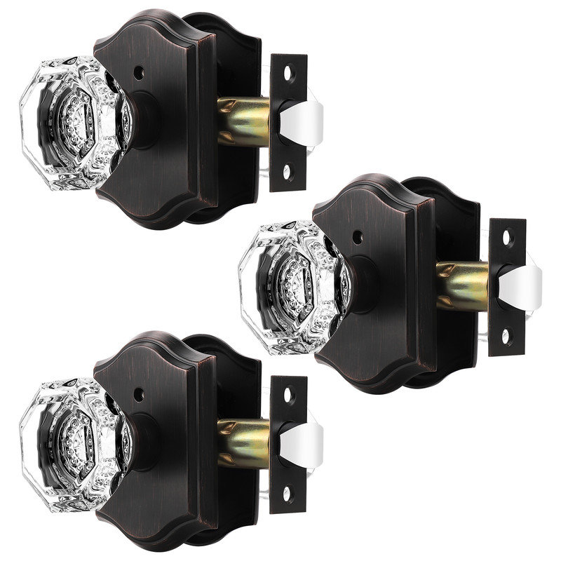 Boutons de porte en cristal Crystal, Bronze frotté à l'huile