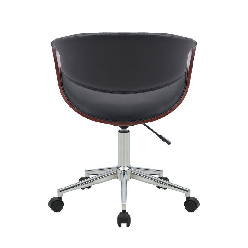 George Oliver Brina Faux Leather Office Chair with Metal Base, Black
