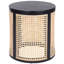 Table de bout ronde tissée 15,7 po, petite table de chevet en bois d'hévéa noir, idéale pour les décorations dans la chambre