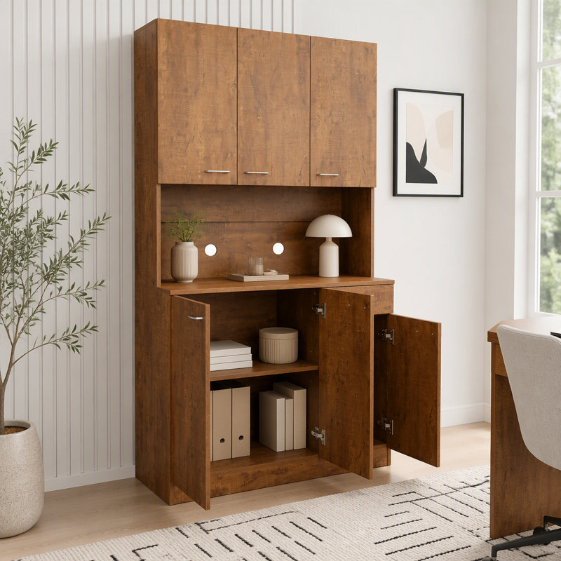 70,87 po de hauteur garde-robe et armoire de cuisine avec 6 portes, Noyer