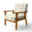 Chaise rembourrée French Country - Fauteuil Ikat gris ivoire-1018617861