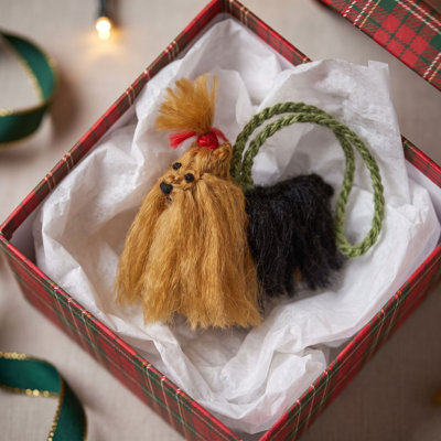 Ornement de Noël tricoté à la main Yorkshire Terrier (Yorkie)