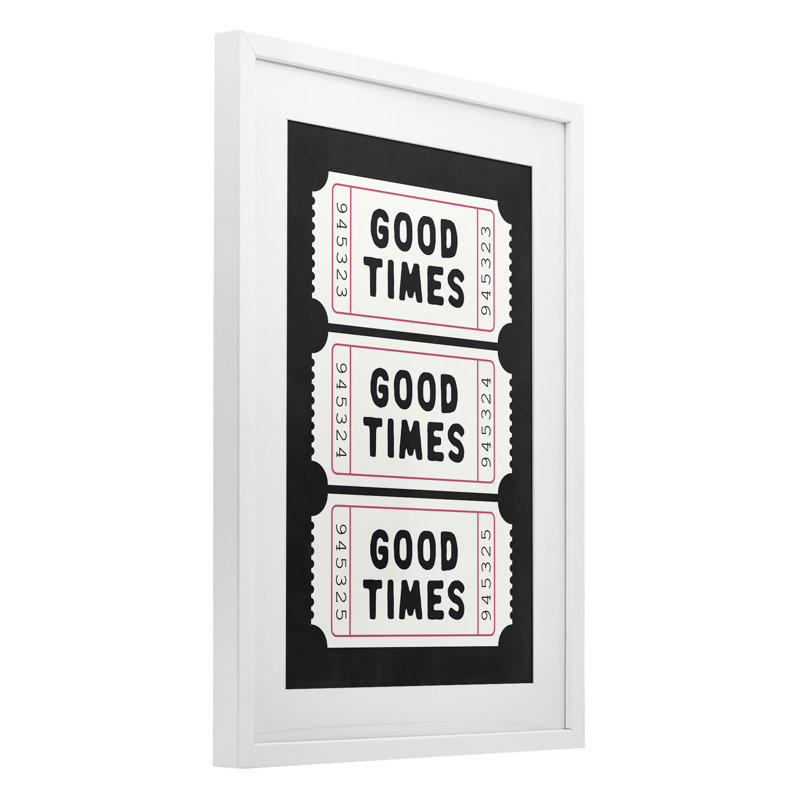 Good Times billets sur toile encadrée, design par lettré et doublé, H 20 po x l 14 po, Cadre blanc côtier