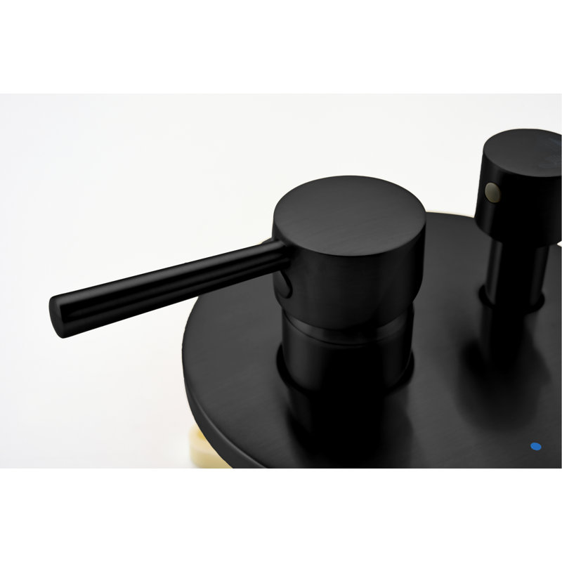 Douche de salle de bain haute matte noire - fixée au mur avec pomme de douche à pluie en acier inoxydable de 10 po et douche à main, ensemble d'équilibrage de valve 2 voies
