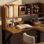 Bureau en fer massif en forme de L brun noyer + noir-295264837-295264834