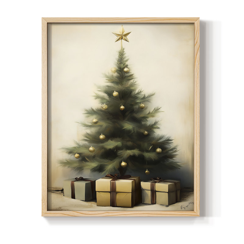 Art des Fêtes de Noël - série 2-CXV, reproduction encadrée - bois massif, Naturel, H 15 po x l 12 po