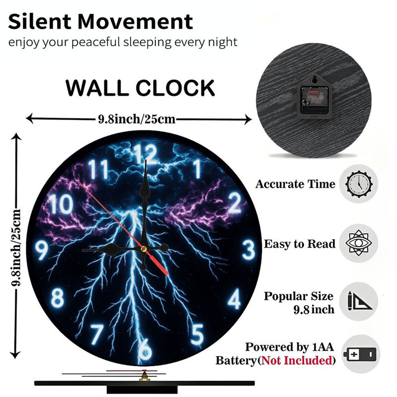 Clock Face With Lightning Storm
