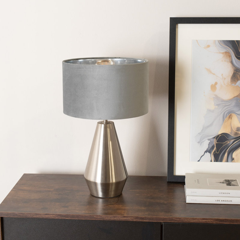Alamar Metal Table Lamp, Yes, Grey, Silver