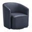Fauteuil d'appoint pivotant en similicuir compact moderne à 1 place avec finition bleue pour les petits espaces de vie-1939607075