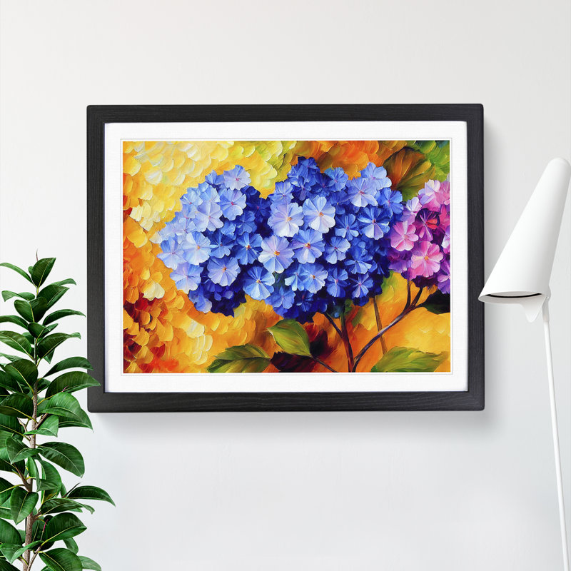 Hydrangea Flower Vol.2 - Single Picture Frame Painting, Black, 25cm H x 34cm W x 2cm D