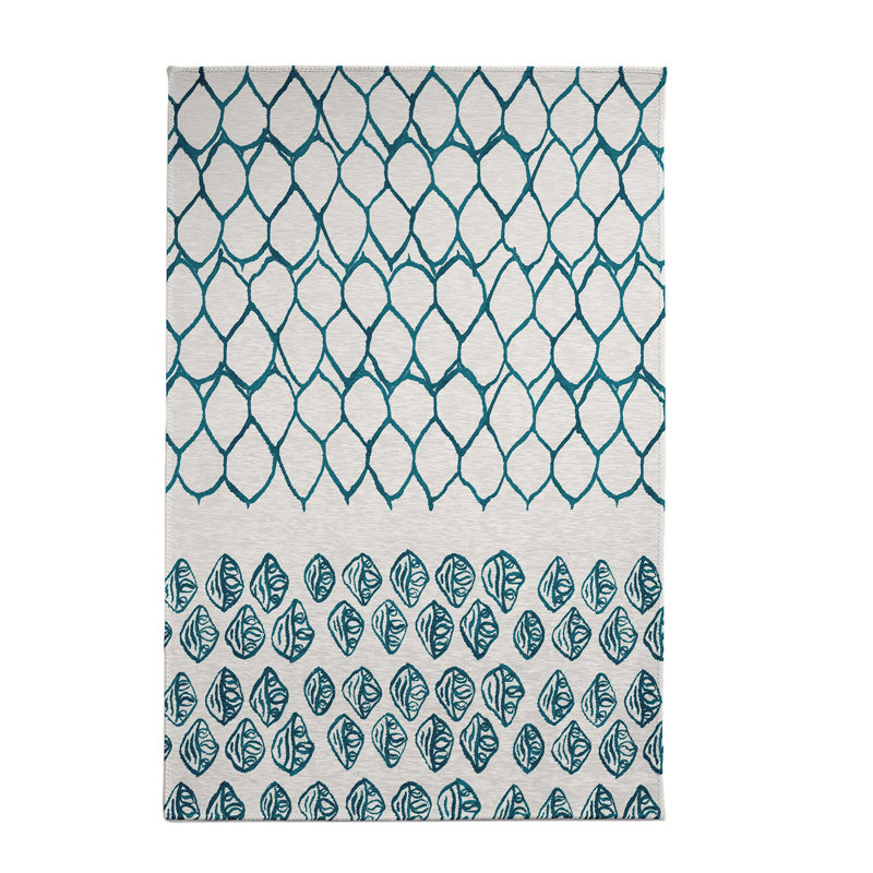 Tapis géométrique bleu / gris, Rectangle 4 pi x 6 pi