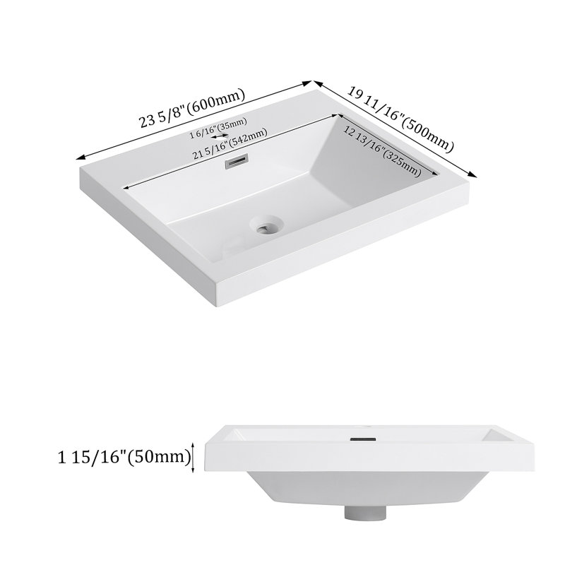 24" Bathroom  Resin Sink