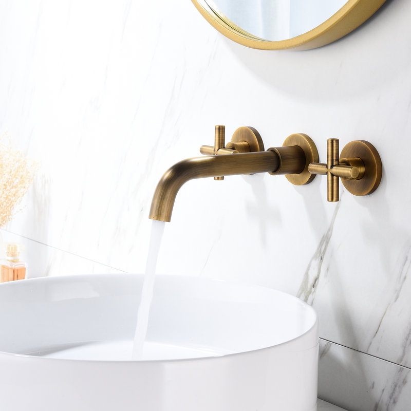 Robinet de salle de bain mural en bronze - à porter, matériau de fixation pour protection de surface à 7 couches, finition, accrocheur