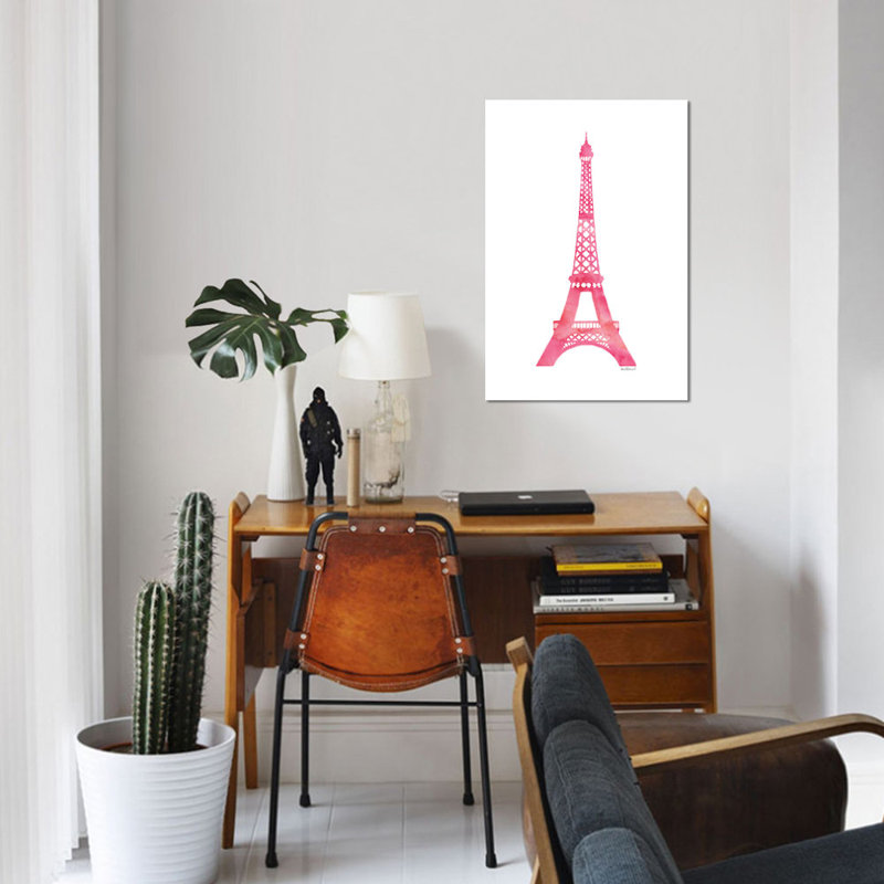 « rose eiffel tour », impression sur toile, H 26 po x l 18 po x P 1,5 po, Toile tendue, Pas de tapis