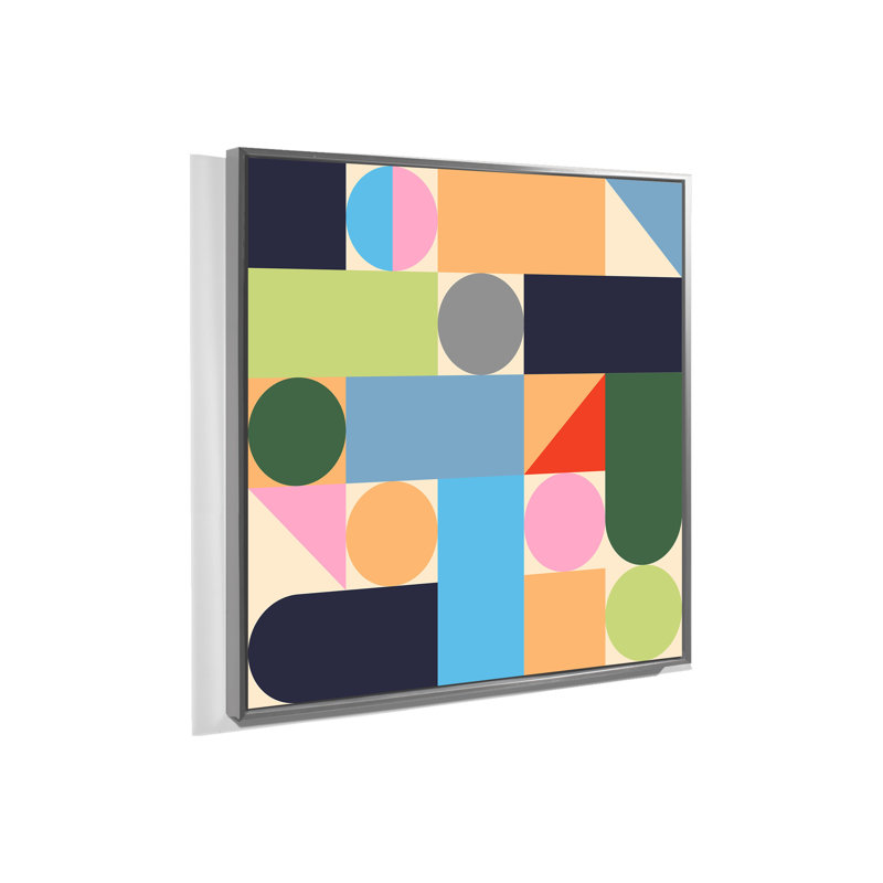 Geometric Figures 1, Silver Floater Framed, 31" H x 31" W