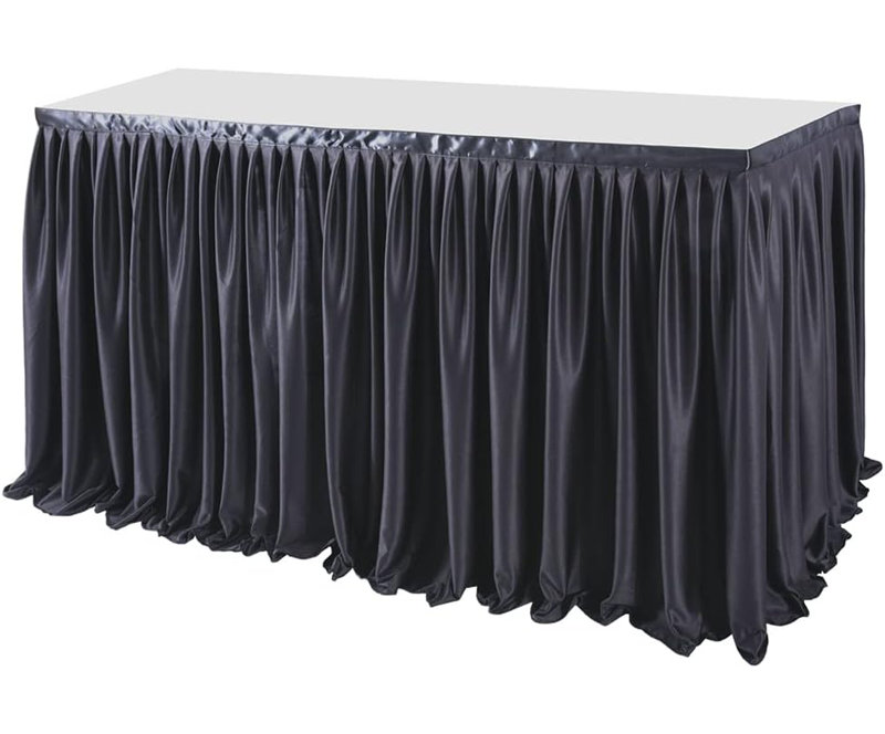 Nappe à volants pour table rectangulaire, Noir, noir, noir, noir