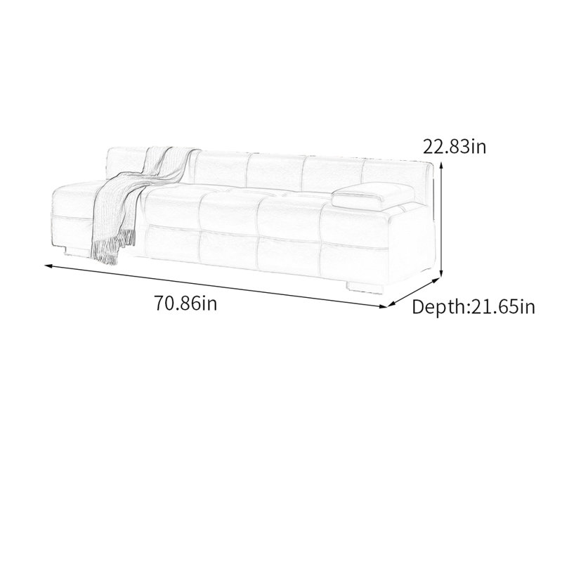 Élégante chaise longue élégante en similicuir, Orienté à droite, Gris clair