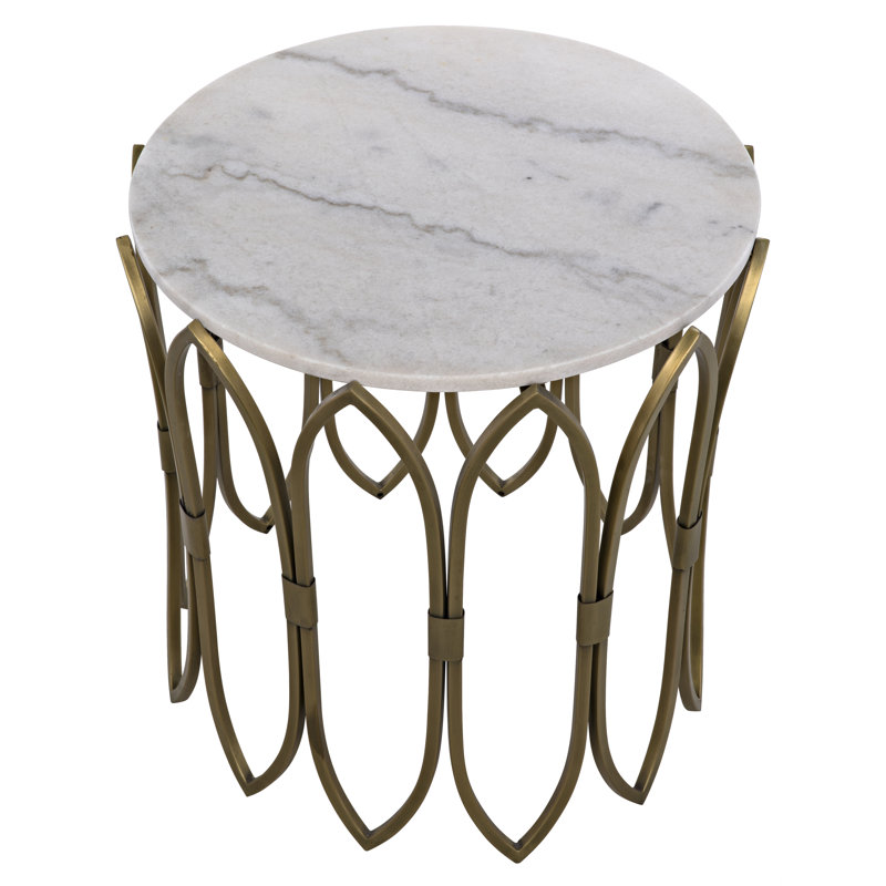 Nola 22" Round Stone Top Metal End Table