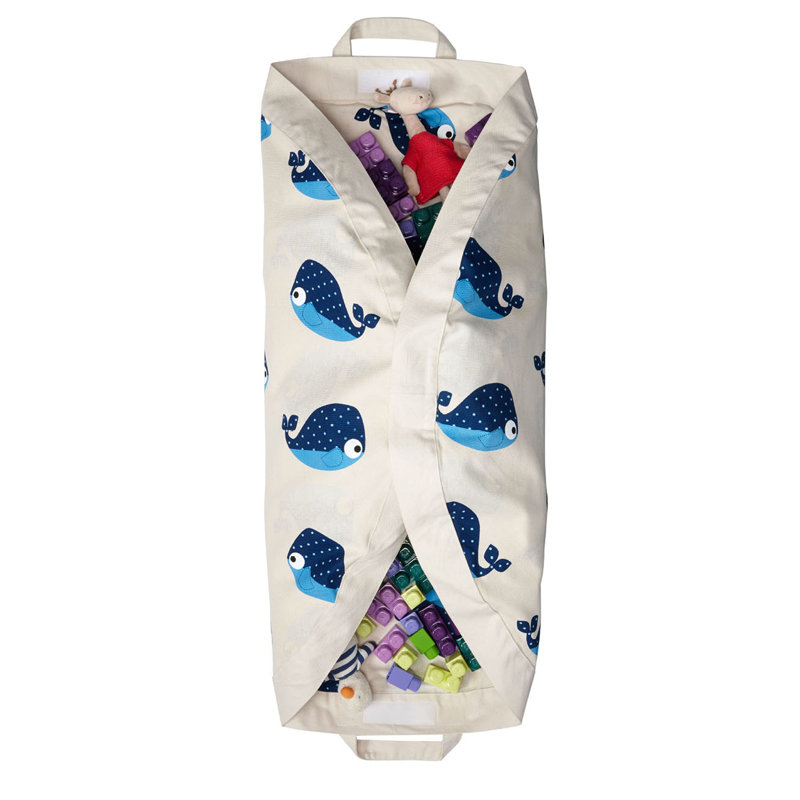 Blue Whale Cotton Convertible Toy Storage Bag and Play Mat