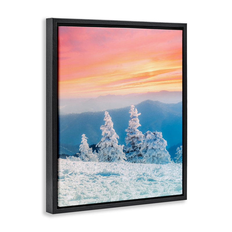 Fire And Ice Sunset Floating Frame, design by Jared Kreiss, Jet Black Floater Frame, 21" H x 17" W