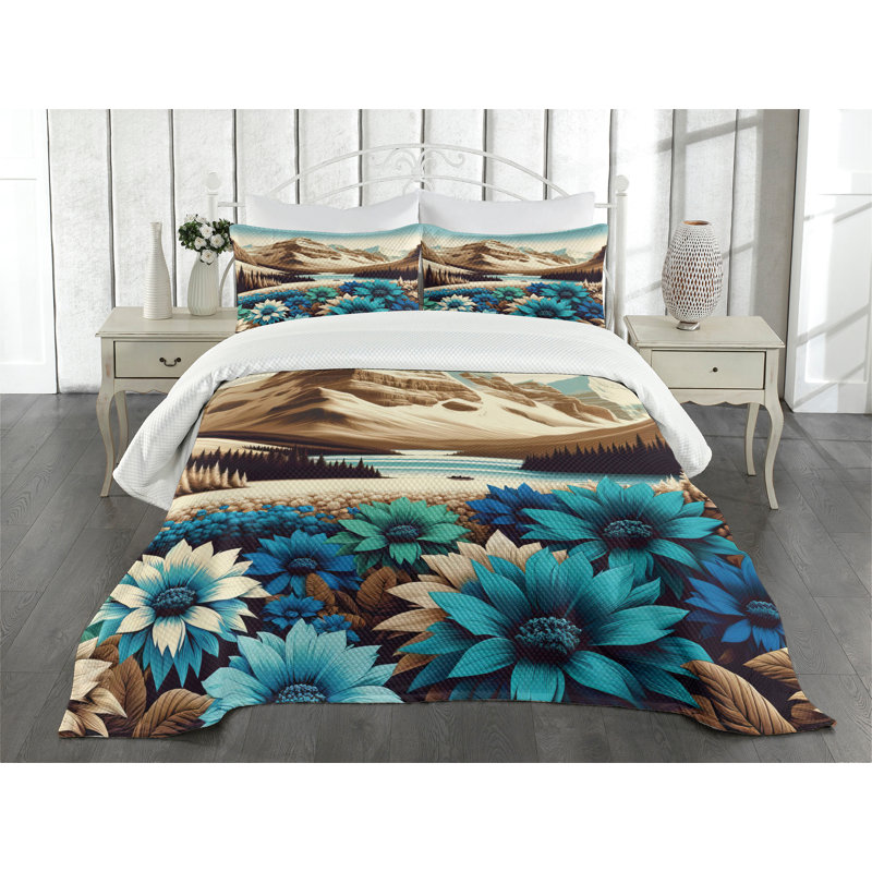 Polyester Floral Coverlet, Queen Coverlet / Bedspread + 2 Standard Shams