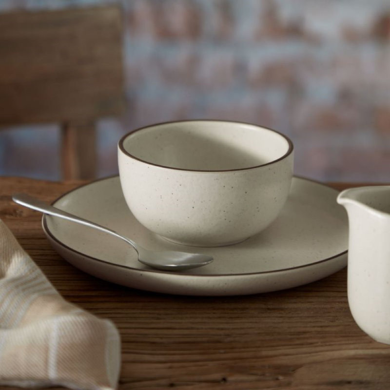 Monterosa Stoneware Salad/Dessert Plate, Cream Cocoa
