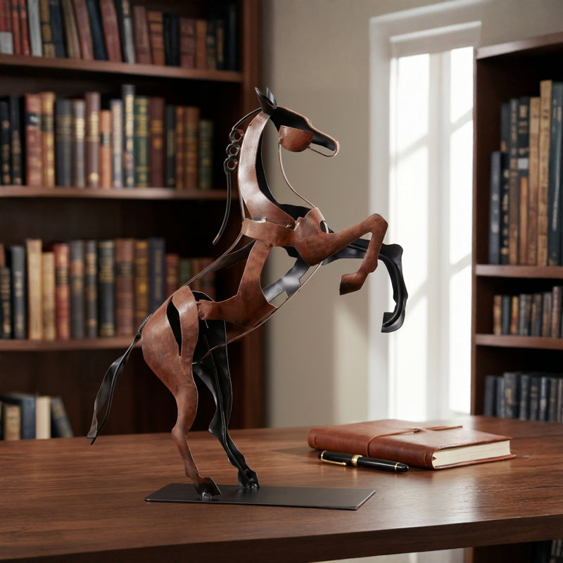 Handmade Metal Horse Statue Sculpture Décor Gifts For Horse Lovers, Brown