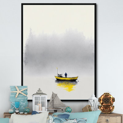 " Yellow Fog Boat On Lake I "