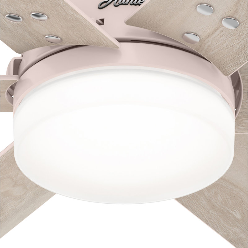 44" Blush Pink Ceiling Fan with Light and Remote Control