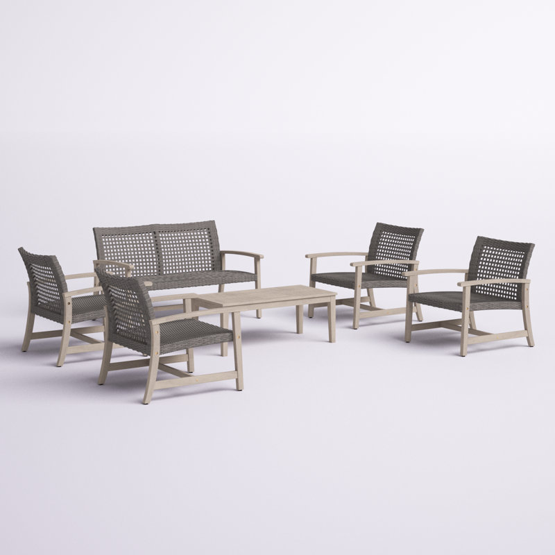 Ensemble de conversation pour 6 personnes Becca, Gris clair / noir mixte