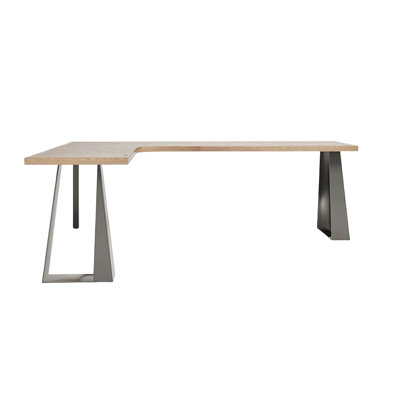 Bureau rectangulaire brun et noir en bois massif