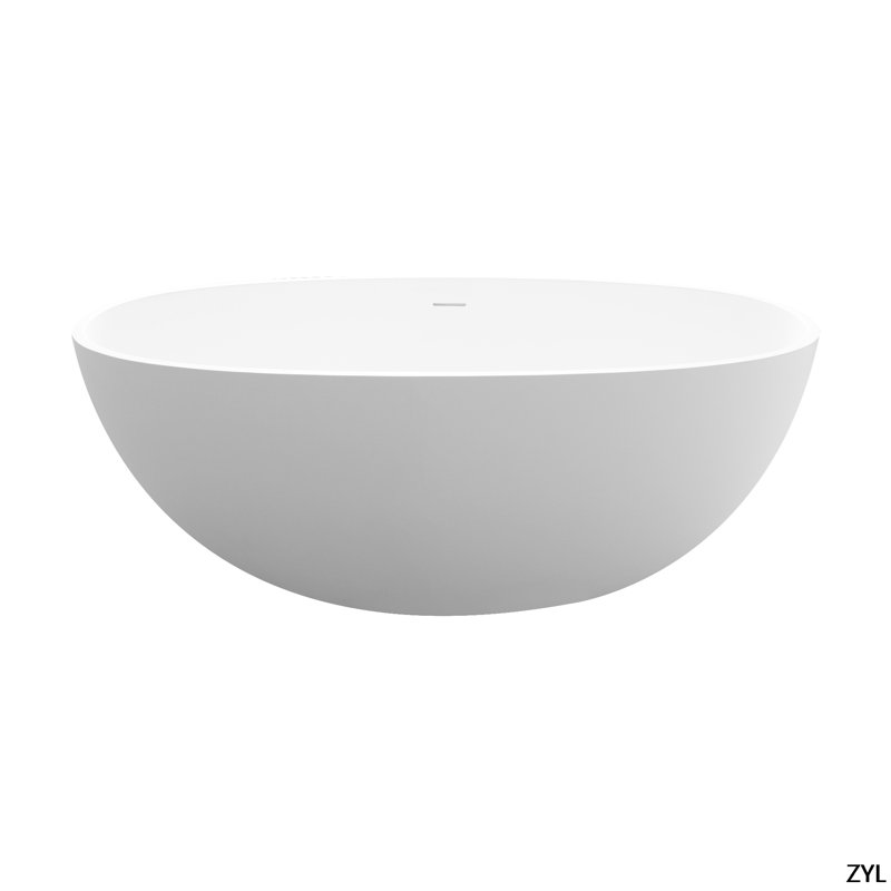 55" Solid Surface White Soaking Bathtub