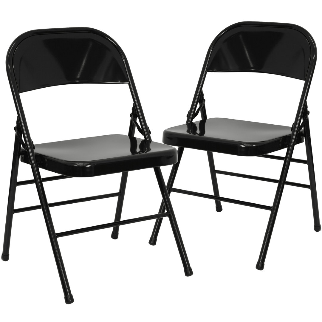 Oliverson Triple Braced & Double Hinged Metal Folding Chair (Set of 2) Inbox Zero 